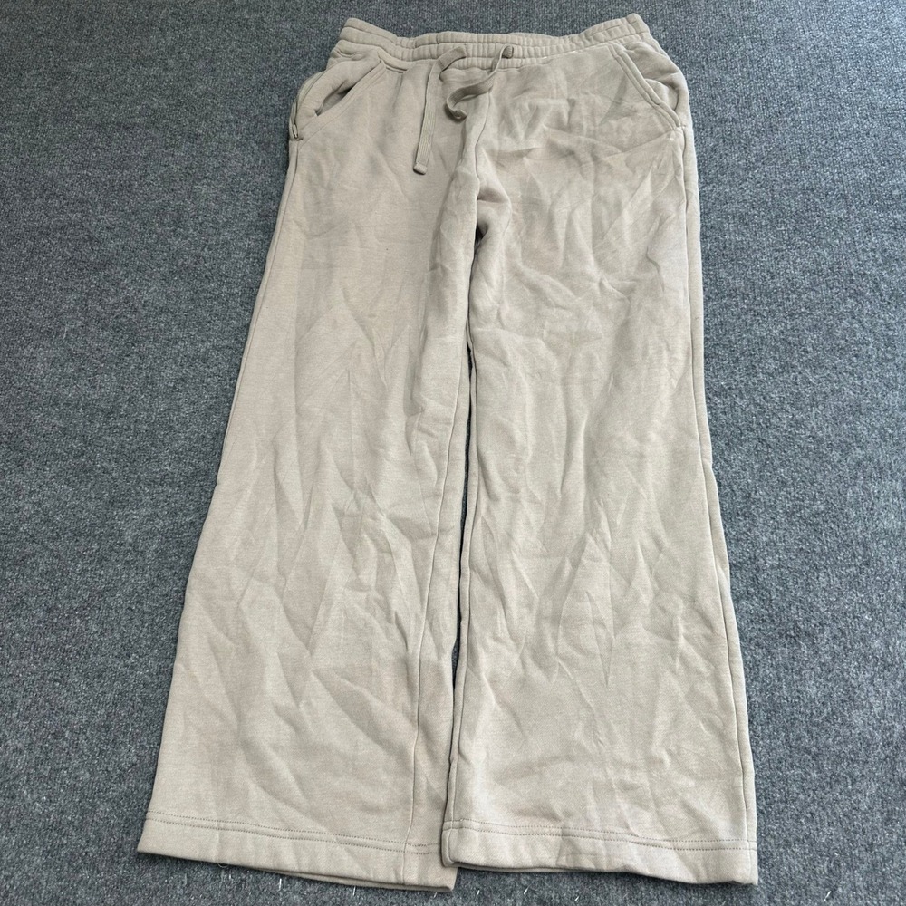Hollister Sweatpants Womens Size L Tan Wide Leg Drawstring Casual Loungewear